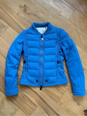 Moncler Coat Down Puffer Winter Moto Jacket Women’s Blue Size 0 XS